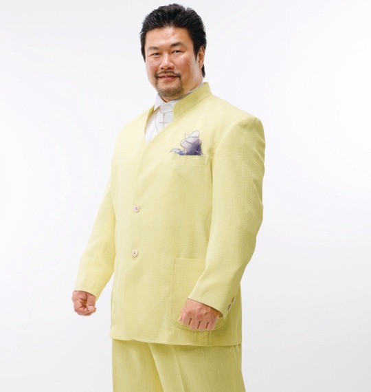  2ツ釦デザインスーツ イエロー