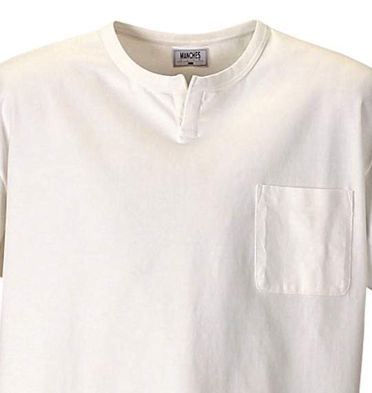 MANCHES キーネックＴシャツ（半袖） ホワイト