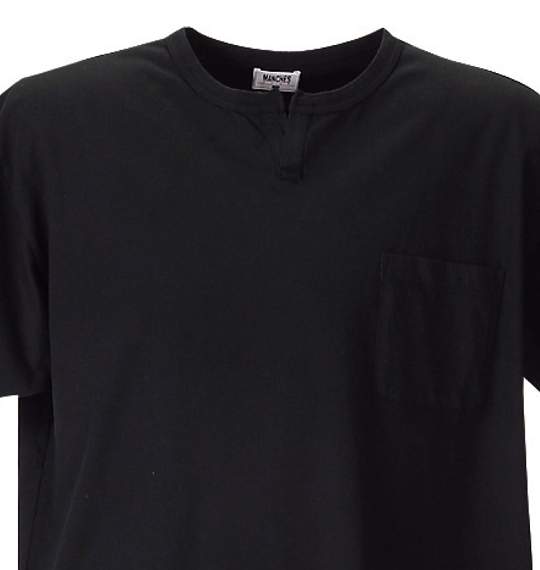 MANCHES キーネックＴシャツ（半袖） ブラック