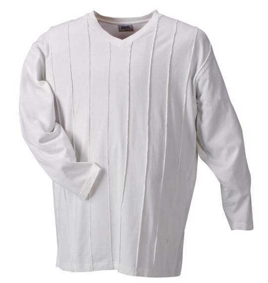 MANCHES ピンタックVネックＴシャツ ホワイト